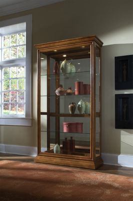 Pulaski Golden Oak Two Way Sliding Door Curio Cabinet - Pulaski Furniture - 20544