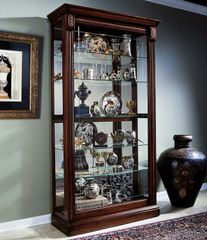 Pulaski Medallion Cherry Two Way Sliding Door Curio Cabinet - Pulaski Furniture - 20485