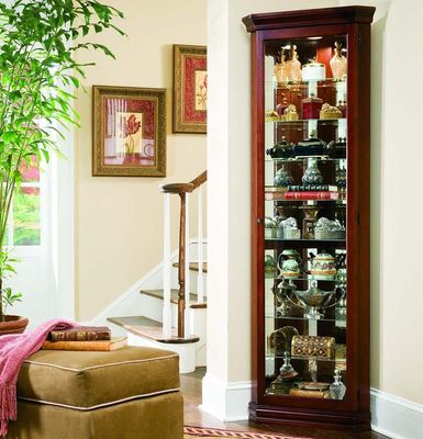 Pulaski Victorian Cherry Corner Curio Cabinet - Pulaski Furniture - 21001