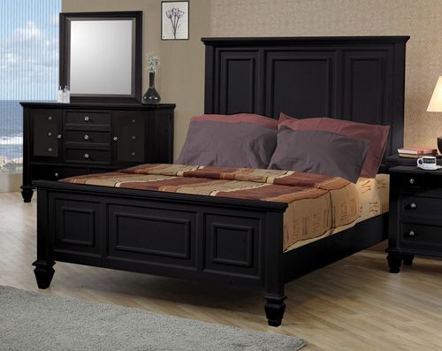 Queen Size Bed - Sandy Beach Queen Size Bed in Black - Coaster - 201321Q