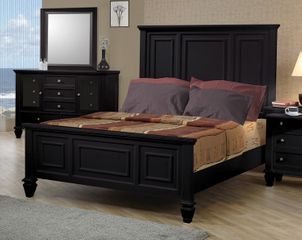 Queen Size Bed - Sandy Beach Queen Size Bed in Black - Coaster - 201321Q