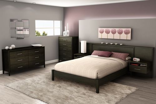Queen Size Bedroom Furniture Set 71 in Ebony - Gravity - South Shore Furniture - 3577-BSET-71