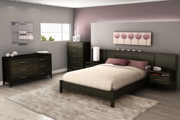 Queen Size Bedroom Furniture Set 71 in Ebony - Gravity - South Shore Furniture - 3577-BSET-71