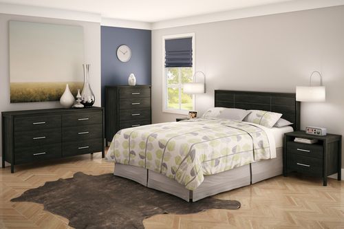 Queen Size Bedroom Furniture Set 82 in Ebony - Gravity - South Shore Furniture - 3577-BSET-82