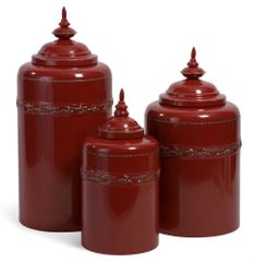 Red Metal Canisters (Set of 3) - IMAX - 56139-3