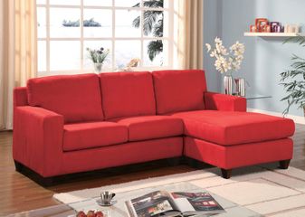 Red Microfiber Reversible Chaise Sectional - Vogue - 05917