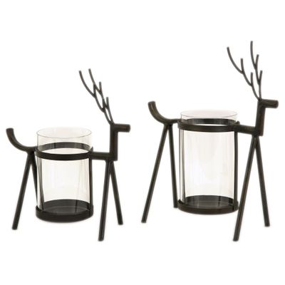 Reindeer Pillar Holders (Set of 2) - IMAX - 59419-2