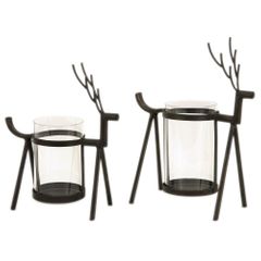 Reindeer Pillar Holders (Set of 2) - IMAX - 59419-2
