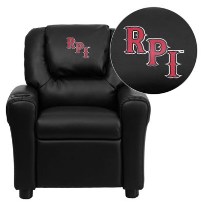 Rensselaer Polytechnic Institute Embroidered Black Vinyl Kids Recliner - DG-ULT-KID-BK-41064-EMB-GG