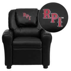 Rensselaer Polytechnic Institute Embroidered Black Vinyl Kids Recliner - DG-ULT-KID-BK-41064-EMB-GG