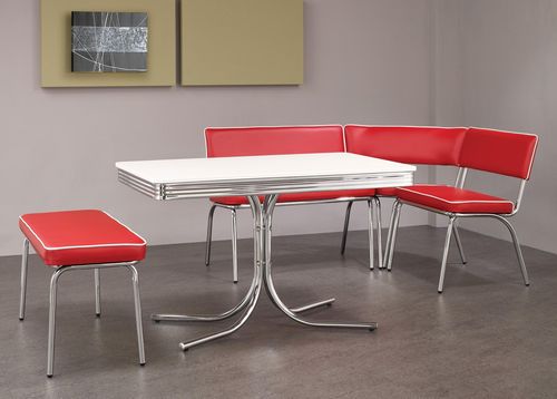 Retro Chrome Corner Nook Set in Red - 120001