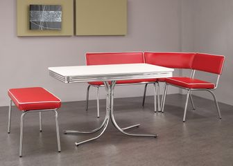 Retro Chrome Corner Nook Set in Red - 120001