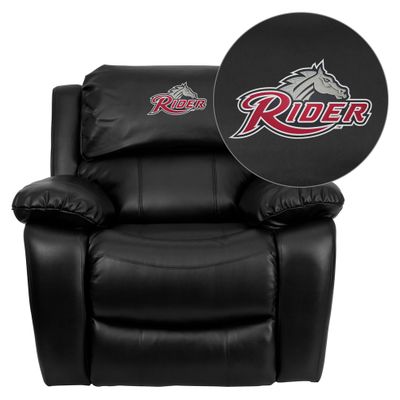 Rider University Broncos Black Leather Recliner - MEN-DA3439-91-BK-41065-EMB-GG