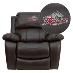 Rider University Broncos Brown Leather Recliner - MEN-DA3439-91-BRN-41065-EMB-GG