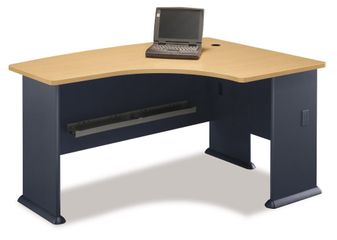 Right L-Bow Desk - Series A Beech Collection - Bush Office Furniture - WC14322