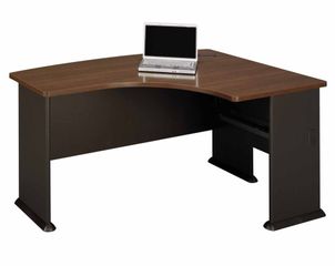 Right L-Bow Desk - Series A Walnut Collection - Bush Office Furniture - WC25522