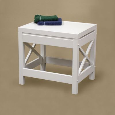 RiverRidge Home White X-Frame Bathroom Stool