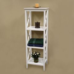 RiverRidge Home White X-Frame Bathroom Towel Tower