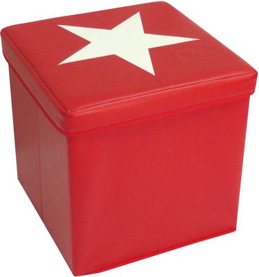 RiverRidge Kids Red / White Storage Ottoman with Star Design