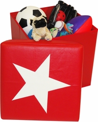RiverRidge Kids Red / White Storage Ottoman with Star Design