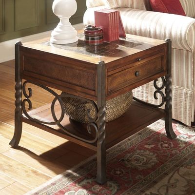 Riverside Medley Marble Marquetry Top End Table - Riverside Furniture - 45008