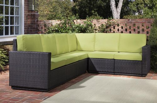 Riviera 6 Seater L-Shape Sectional Sofa with Cushions in Green Apple - Home Styles - 5803-60