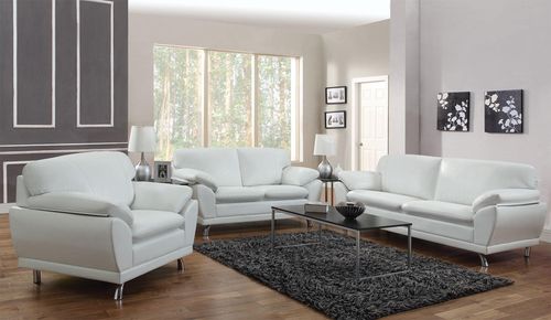 Robyn Bonded Leather 3PC Sofa Set in White - 504541