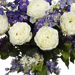 Rose, Delphinium and Lilac Silk Flower Arrangement - Nearly Natural - 1220-PP