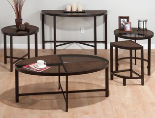 Roswell Stone Tempered Glass 4PC Accent Table Set - 506-1