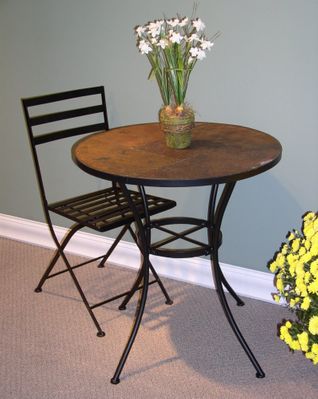 Round Table with Slate Top - 4D Concepts - 601611