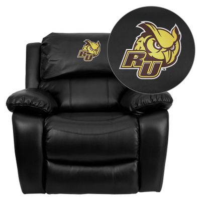 Rowan University Owls Black Leather Rocker Recliner  - MEN-DA3439-91-BK-41066-EMB-GG