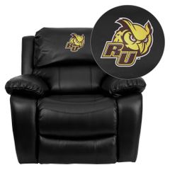 Rowan University Owls Black Leather Rocker Recliner  - MEN-DA3439-91-BK-41066-EMB-GG