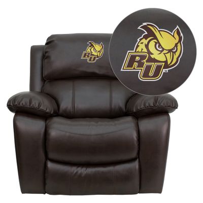 Rowan University Owls Brown Leather Rocker Recliner - MEN-DA3439-91-BRN-41066-EMB-GG