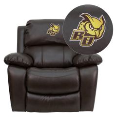 Rowan University Owls Brown Leather Rocker Recliner - MEN-DA3439-91-BRN-41066-EMB-GG