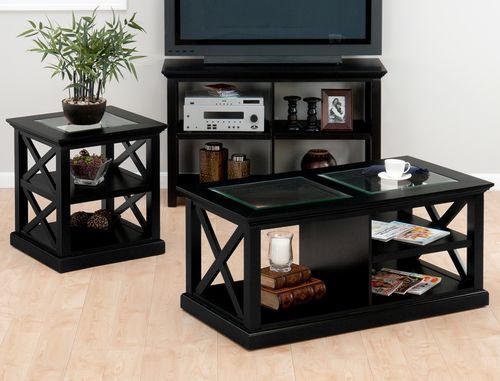 Rutland Black 3PC Coffee, Sofa and End Table Set - 227-1