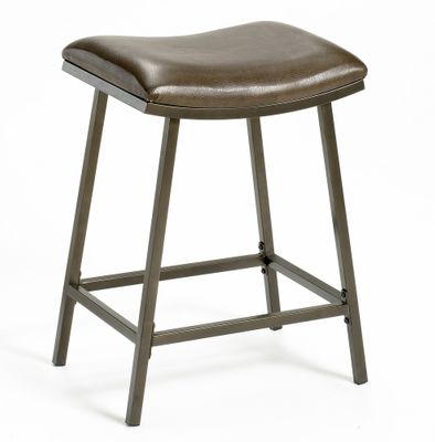 Saddle Counter/Barstool with Nested Leg in Brown Copper with Brown Vinyl - Hillsdale Furniture - 63725