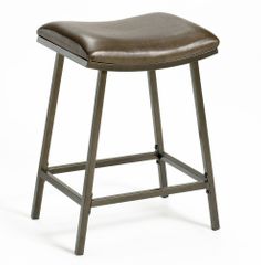Saddle Counter/Barstool with Nested Leg in Brown Copper with Brown Vinyl - Hillsdale Furniture - 63725