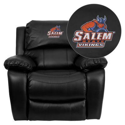 Salem State University Vikings Black Leather Rocker Recliner - MEN-DA3439-91-BK-41068-EMB-GG