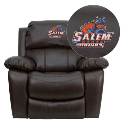 Salem State University Vikings Brown Leather Rocker Recliner - MEN-DA3439-91-BRN-41068-EMB-GG