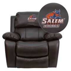 Salem State University Vikings Brown Leather Rocker Recliner - MEN-DA3439-91-BRN-41068-EMB-GG
