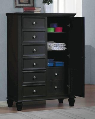 Sandy Beach Door Dresser in Black - 201328