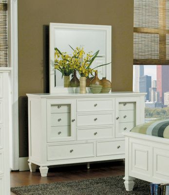 Sandy Beach Dresser with Mirror in White - Coaster - 201303-04-SET