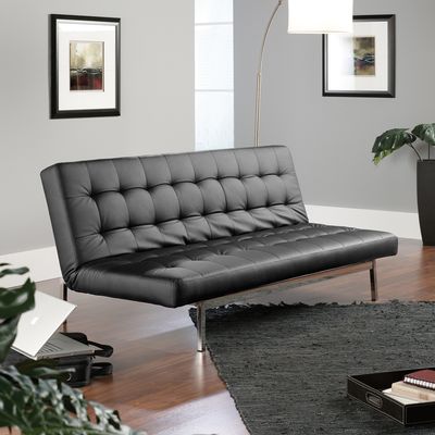 Sauder Avenue Black Duraplush Click-Clack Convertible Sofa