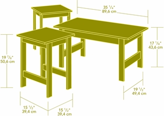 Sauder Beginnings 3 Pack Table Set Cinnamon Cherry