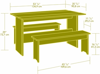 Sauder Beginnings 49" W Trestle Table With Benches Highland Oak