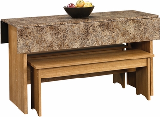 Sauder Beginnings 49" W Trestle Table With Benches Highland Oak