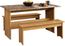 Sauder Beginnings 49" W Trestle Table With Benches Highland Oak