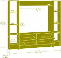 Sauder Beginnings Entertainment Wall System Cinnamon Cherry