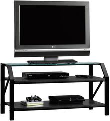 Sauder Beginnings Panel 47" TV Stand Black with Clear Glass