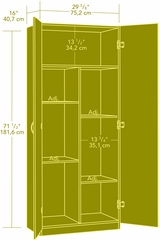 Sauder Beginnings Storage Cabinet 4 Adjustable Shelves Highland Oak